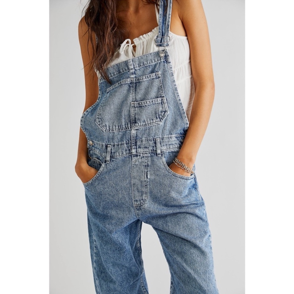 Free People Blue Denim Jeans Overalls - Picture 2 of 16